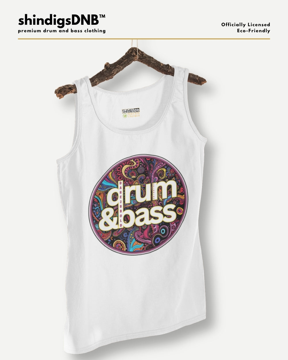 white drum and bass paisley vest tank top