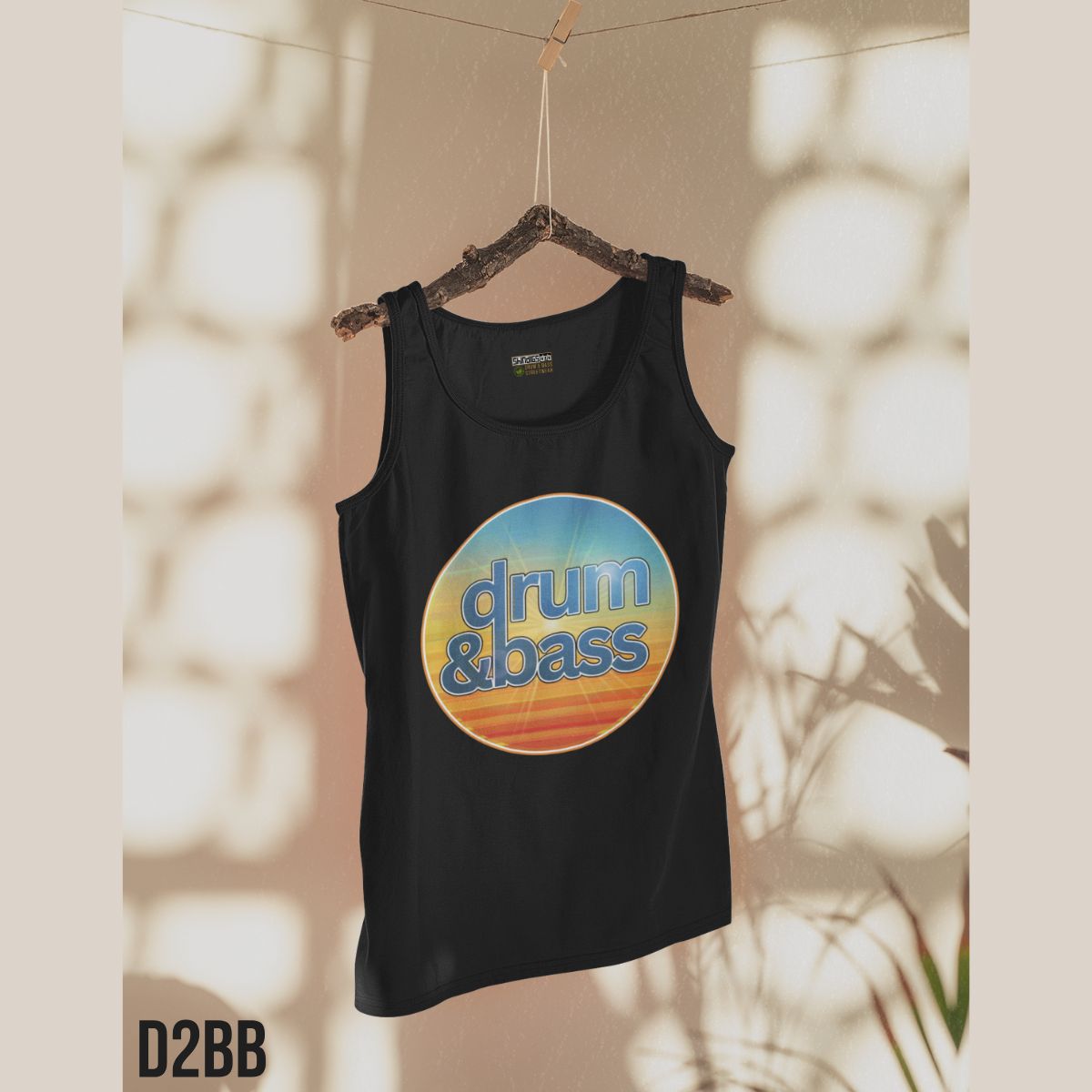 Drum and bass vest on a black vest, music festival, summer