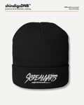 A black ribbed knit beanie hat with a white embroidered 'Screamarts' logo on the front cuff, shown against a light gray background with brand text at the top.
