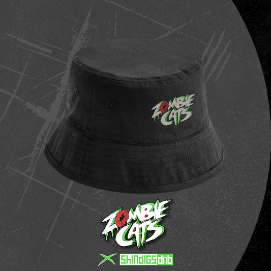 Zombie Cats drum and bass bucket hat, neurofunk