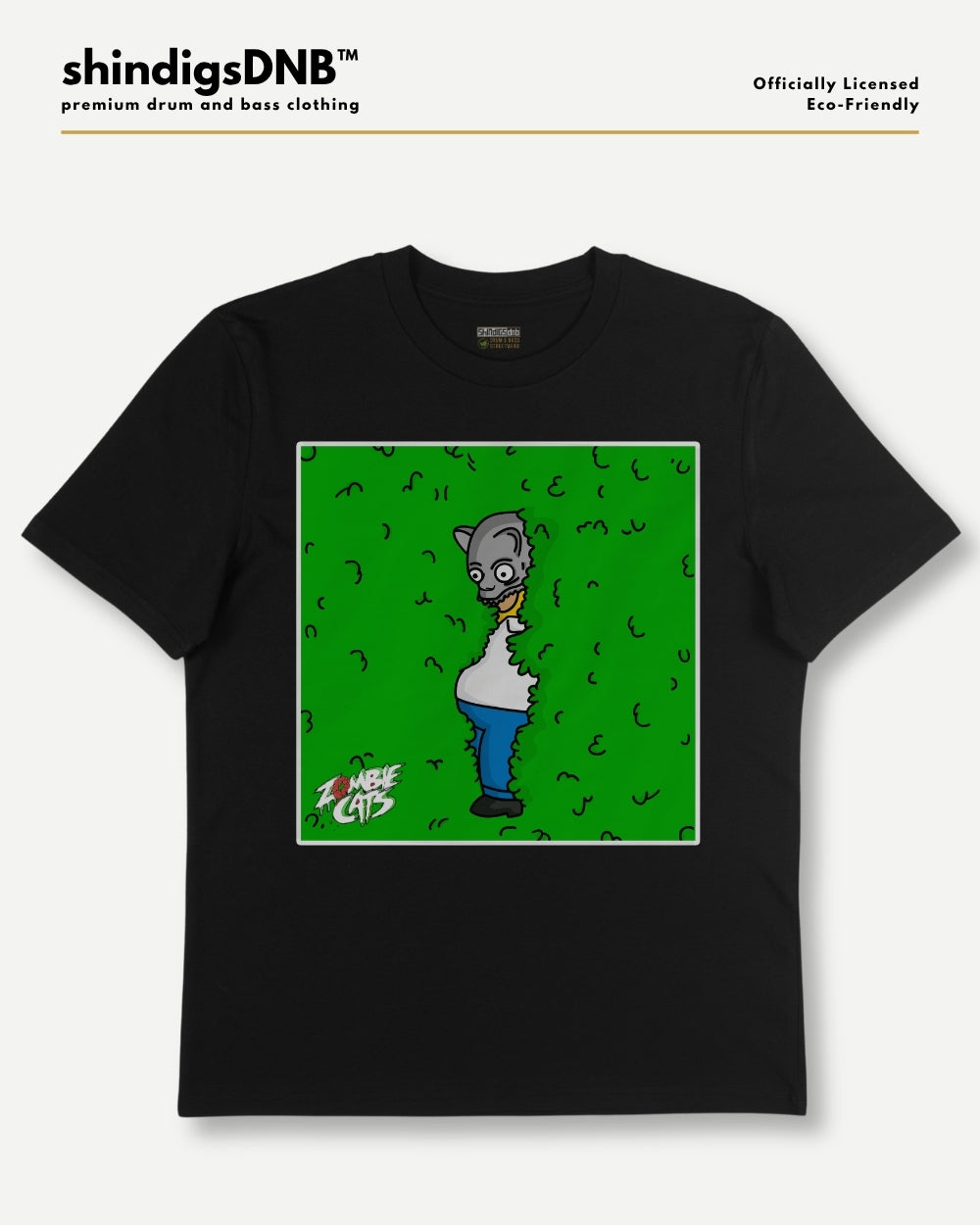 Zombie Cats drum and bass neurofunk black tee