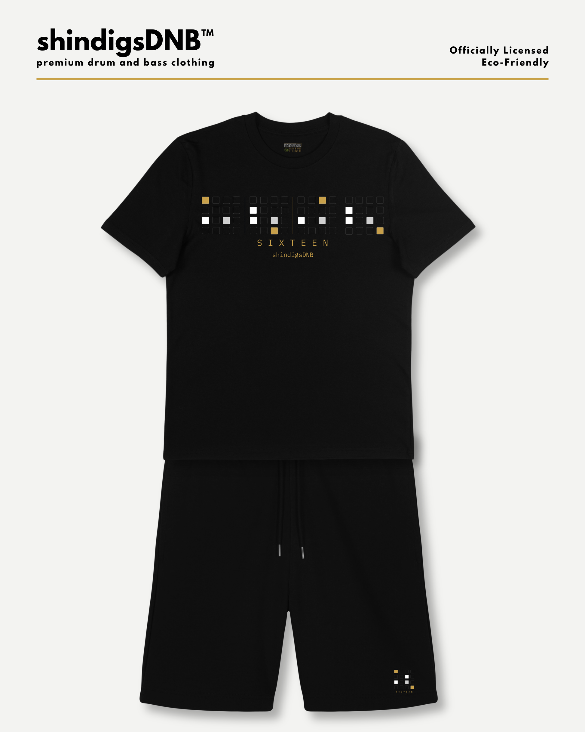 SIXTEEN Drum & Bass clothing collection by shindigsDNB inspired by 16-step drum sequencing