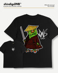 Samurai Frog on a black tshirt from Screamarts, Bad Hare, Neurofunk