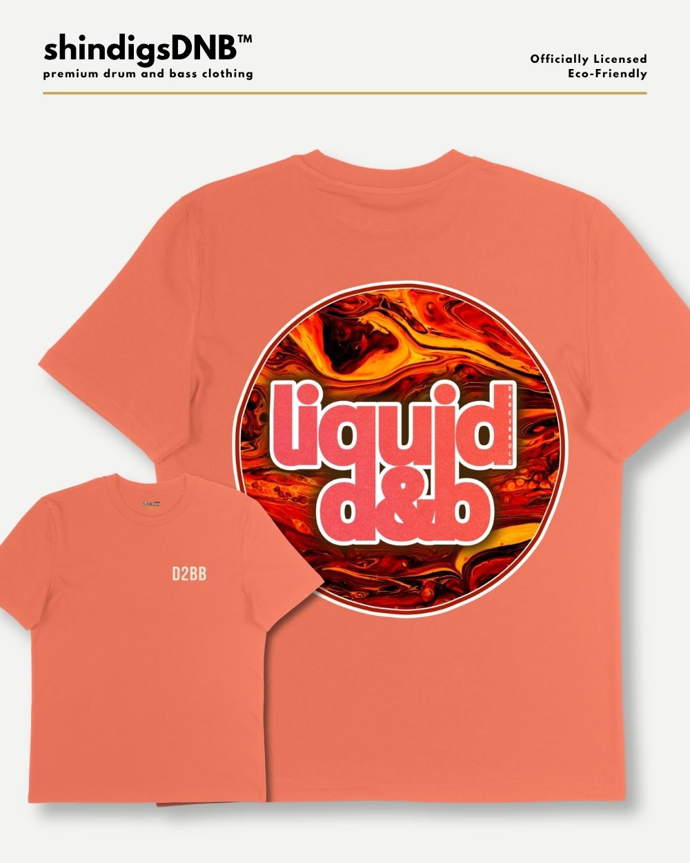 liquid drum and bass tee peach